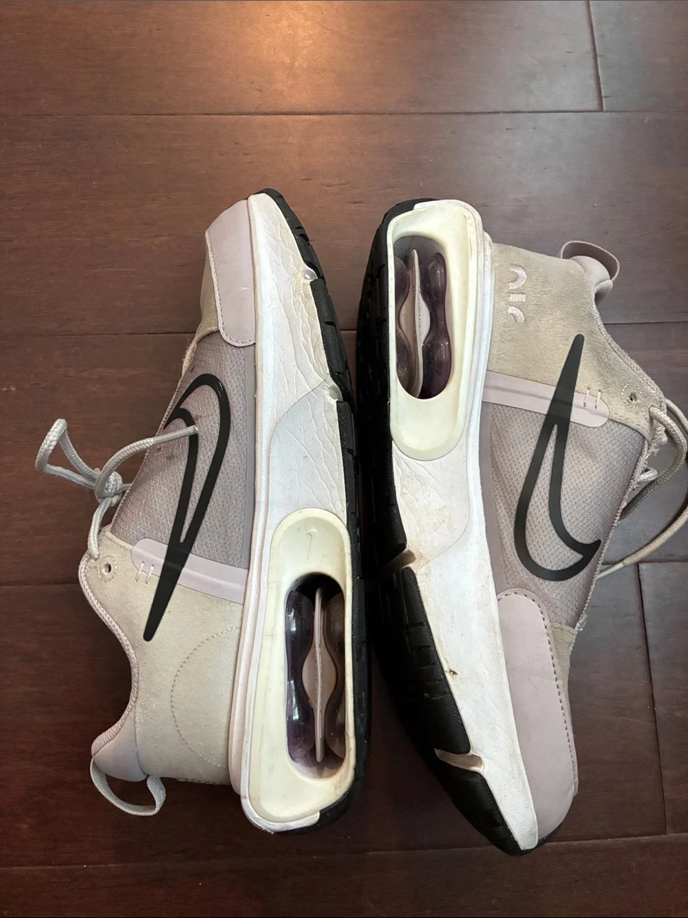 Nike Women’s Air Max Sneakers in Light Beige with Black Swoosh